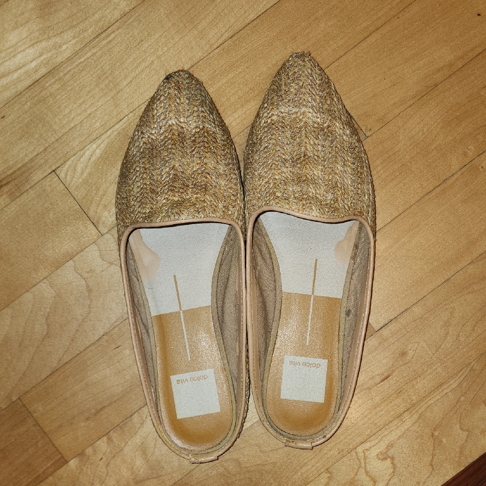 Beige Slip-On Flat Mules